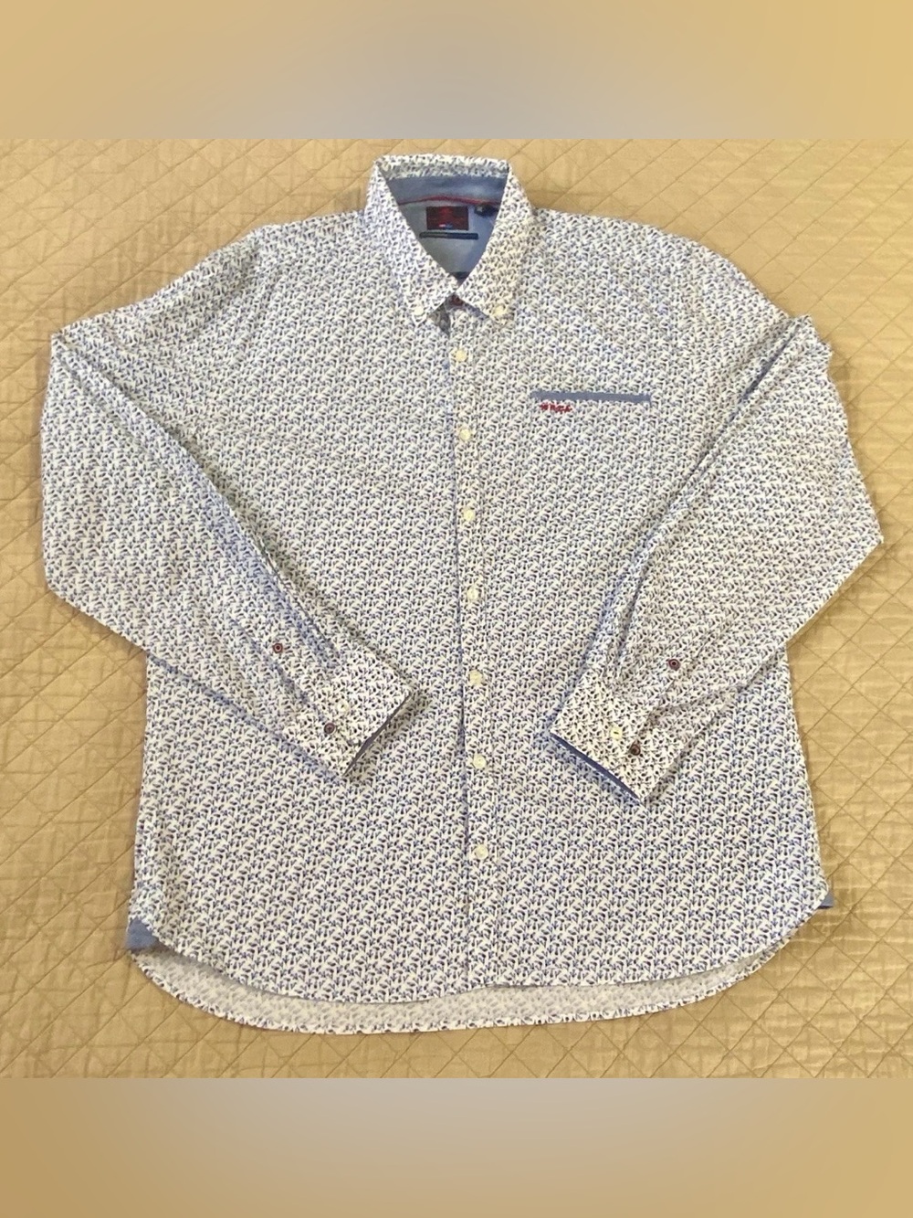 NZA New Zealand Auckland Mens XXL Button Up Shirt Blue Floral Cotton